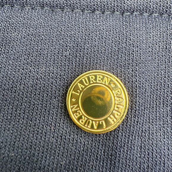 Lauren Ralph Lauren Jacket Gold Clasp 100% Cotton Navy Blue Womens L Classic - Picture 9 of 13